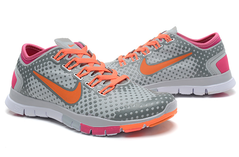 Hot Nike Free5.0 Women Shoes Gray/Orangered/Deeppink